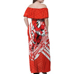 Personalized Sydney Swans Family Matching Off Shoulder Maxi Dress and Hawaiian Shirt Polynesian Tribal Swan Mascot With Hibiscus Floral Art