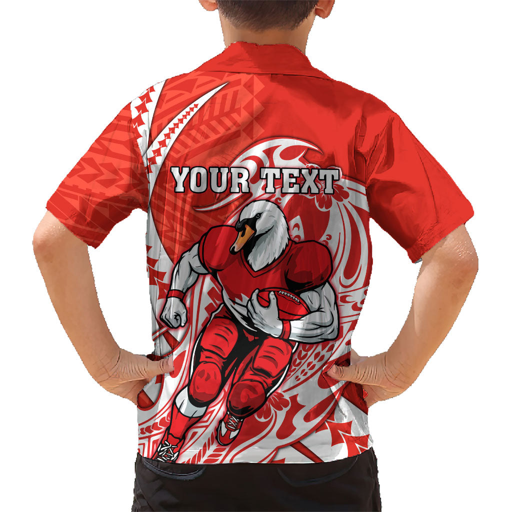 Personalized Sydney Swans Family Matching Puletasi and Hawaiian Shirt Polynesian Tribal Swan Mascot With Hibiscus Floral Art