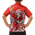Personalized Sydney Swans Family Matching Puletasi and Hawaiian Shirt Polynesian Tribal Swan Mascot With Hibiscus Floral Art