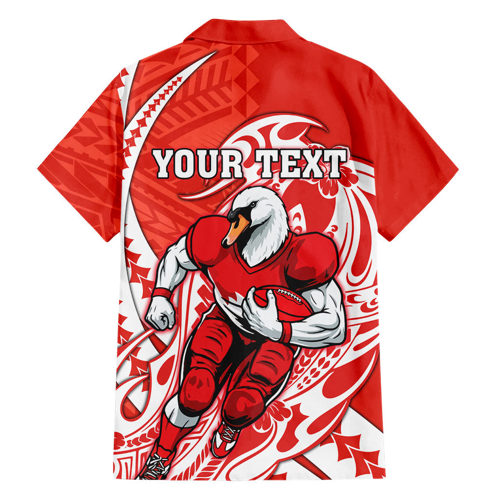 Personalized Sydney Swans Family Matching Puletasi and Hawaiian Shirt Polynesian Tribal Swan Mascot With Hibiscus Floral Art