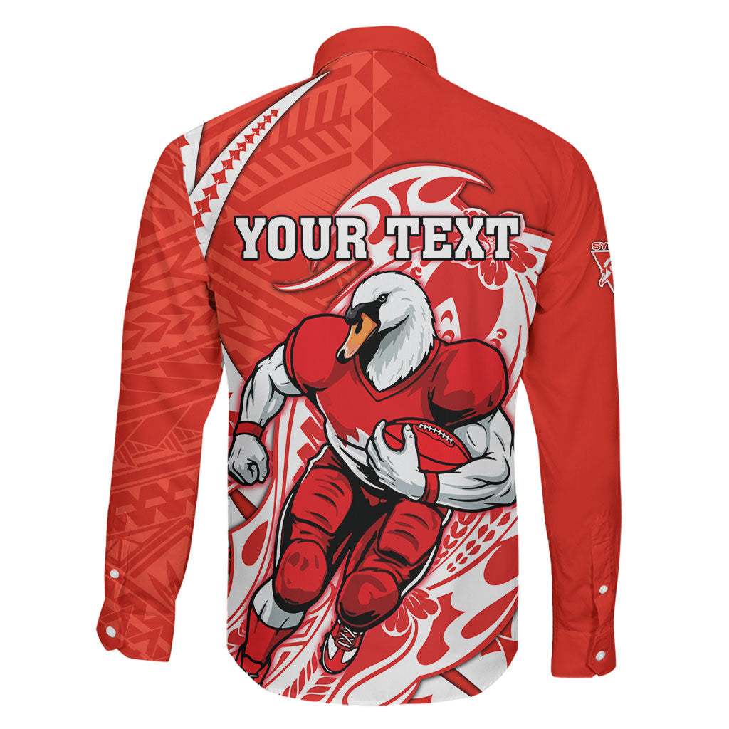 Personalized Sydney Swans Family Matching Puletasi and Hawaiian Shirt Polynesian Tribal Swan Mascot With Hibiscus Floral Art
