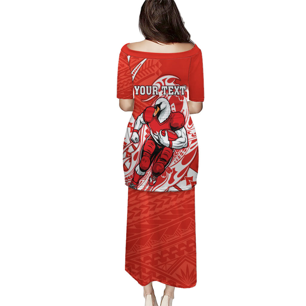 Personalized Sydney Swans Family Matching Puletasi and Hawaiian Shirt Polynesian Tribal Swan Mascot With Hibiscus Floral Art