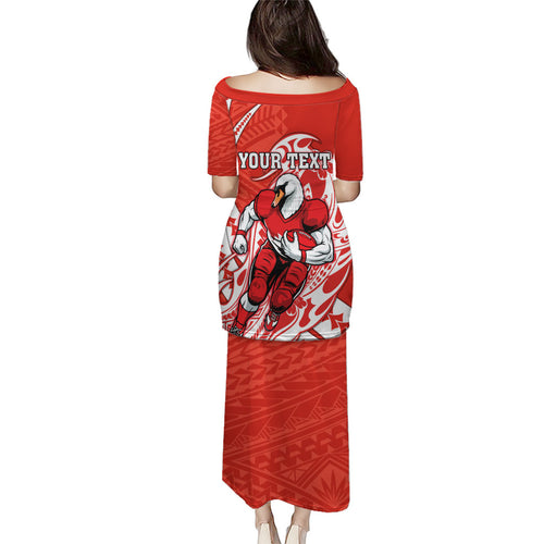 Personalized Sydney Swans Family Matching Puletasi and Hawaiian Shirt Polynesian Tribal Swan Mascot With Hibiscus Floral Art