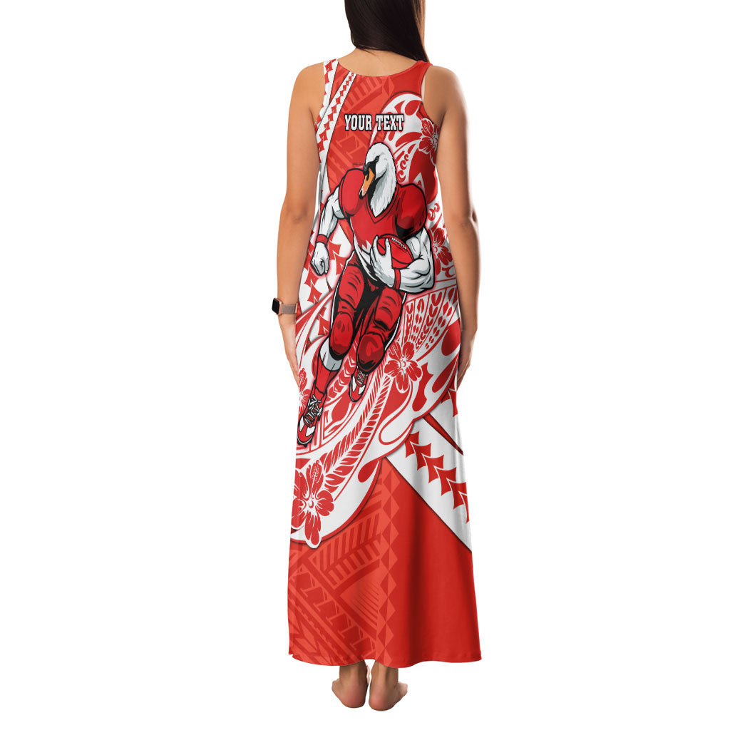 Personalized Sydney Swans Family Matching Tank Maxi Dress and Hawaiian Shirt Polynesian Tribal Swan Mascot With Hibiscus Floral Art