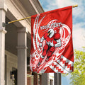 Personalized Sydney Swans Garden Flag Polynesian Tribal Swan Mascot With Hibiscus Floral Art