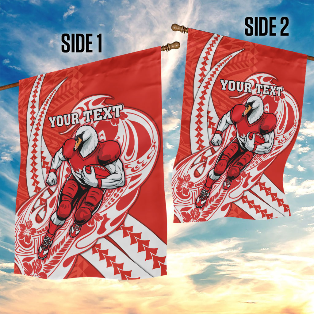 Personalized Sydney Swans Garden Flag Polynesian Tribal Swan Mascot With Hibiscus Floral Art