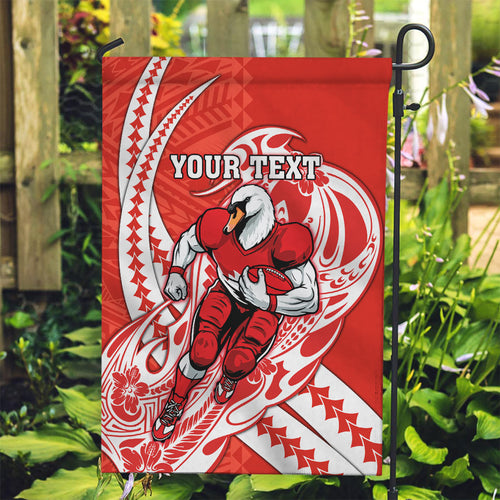 Personalized Sydney Swans Garden Flag Polynesian Tribal Swan Mascot With Hibiscus Floral Art