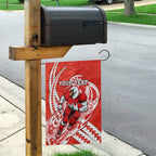 Personalized Sydney Swans Garden Flag Polynesian Tribal Swan Mascot With Hibiscus Floral Art