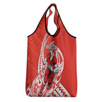 Personalized Sydney Swans Grocery Bag Polynesian Tribal Swan Mascot With Hibiscus Floral Art