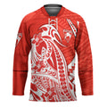 Personalized Sydney Swans Hockey Jersey Polynesian Tribal Swan Mascot With Hibiscus Floral Art
