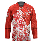 Personalized Sydney Swans Hockey Jersey Polynesian Tribal Swan Mascot With Hibiscus Floral Art