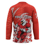 Personalized Sydney Swans Hockey Jersey Polynesian Tribal Swan Mascot With Hibiscus Floral Art