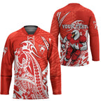 Personalized Sydney Swans Hockey Jersey Polynesian Tribal Swan Mascot With Hibiscus Floral Art