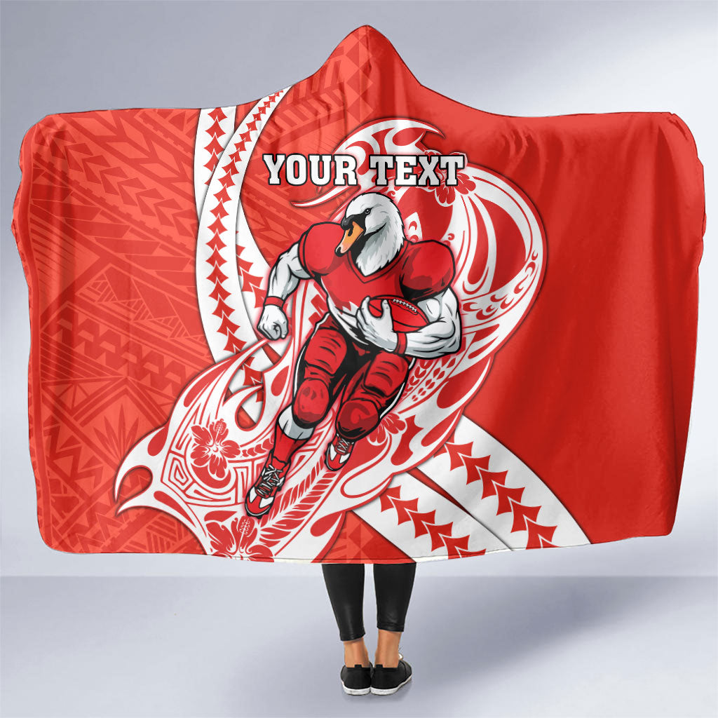 Personalized Sydney Swans Hooded Blanket Polynesian Tribal Swan Mascot With Hibiscus Floral Art