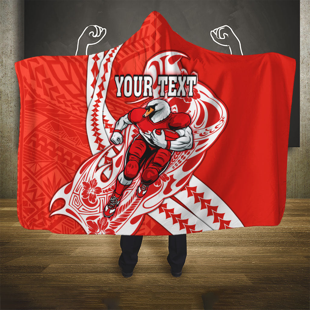 Personalized Sydney Swans Hooded Blanket Polynesian Tribal Swan Mascot With Hibiscus Floral Art