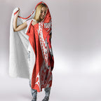Personalized Sydney Swans Hooded Blanket Polynesian Tribal Swan Mascot With Hibiscus Floral Art