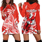 Personalized Sydney Swans Hoodie Dress Polynesian Tribal Swan Mascot With Hibiscus Floral Art