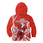 Personalized Sydney Swans Kid Hoodie Polynesian Tribal Swan Mascot With Hibiscus Floral Art