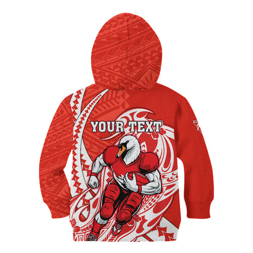 Personalized Sydney Swans Kid Hoodie Polynesian Tribal Swan Mascot With Hibiscus Floral Art