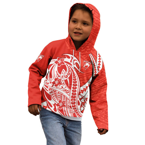 Personalized Sydney Swans Kid Hoodie Polynesian Tribal Swan Mascot With Hibiscus Floral Art