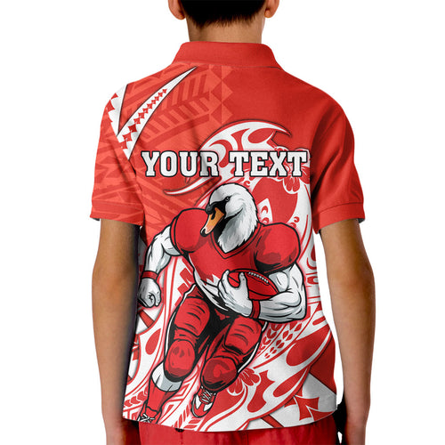 Personalized Sydney Swans Kid Polo Shirt Polynesian Tribal Swan Mascot With Hibiscus Floral Art