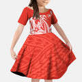 Personalized Sydney Swans Kid Short Sleeve Dress Polynesian Tribal Swan Mascot With Hibiscus Floral Art
