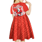 Personalized Sydney Swans Kid Short Sleeve Dress Polynesian Tribal Swan Mascot With Hibiscus Floral Art