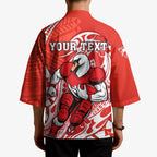 Personalized Sydney Swans Kimono Polynesian Tribal Swan Mascot With Hibiscus Floral Art