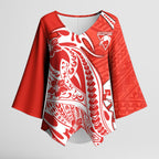Personalized Sydney Swans Kimono Sleeve Blouse Polynesian Tribal Swan Mascot With Hibiscus Floral Art