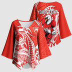 Personalized Sydney Swans Kimono Sleeve Blouse Polynesian Tribal Swan Mascot With Hibiscus Floral Art
