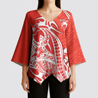 Personalized Sydney Swans Kimono Sleeve Blouse Polynesian Tribal Swan Mascot With Hibiscus Floral Art