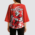 Personalized Sydney Swans Kimono Sleeve Blouse Polynesian Tribal Swan Mascot With Hibiscus Floral Art