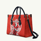 Personalized Sydney Swans Leather Bag Polynesian Tribal Swan Mascot With Hibiscus Floral Art