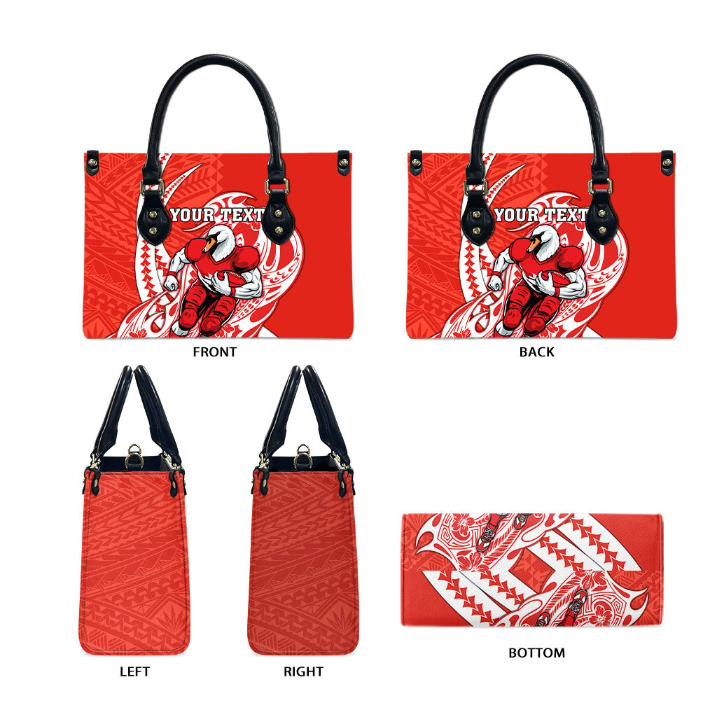 Personalized Sydney Swans Leather Bag Polynesian Tribal Swan Mascot With Hibiscus Floral Art