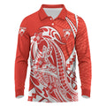 Personalized Sydney Swans Long Sleeve Polo Shirt Polynesian Tribal Swan Mascot With Hibiscus Floral Art