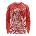 Personalized Sydney Swans Long Sleeve Shirt Polynesian Tribal Swan Mascot With Hibiscus Floral Art