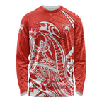 Personalized Sydney Swans Long Sleeve Shirt Polynesian Tribal Swan Mascot With Hibiscus Floral Art