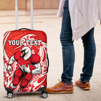 Personalized Sydney Swans Luggage Cover Polynesian Tribal Swan Mascot With Hibiscus Floral Art