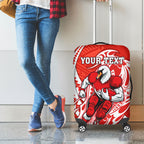 Personalized Sydney Swans Luggage Cover Polynesian Tribal Swan Mascot With Hibiscus Floral Art