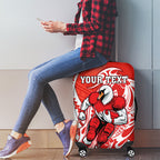 Personalized Sydney Swans Luggage Cover Polynesian Tribal Swan Mascot With Hibiscus Floral Art