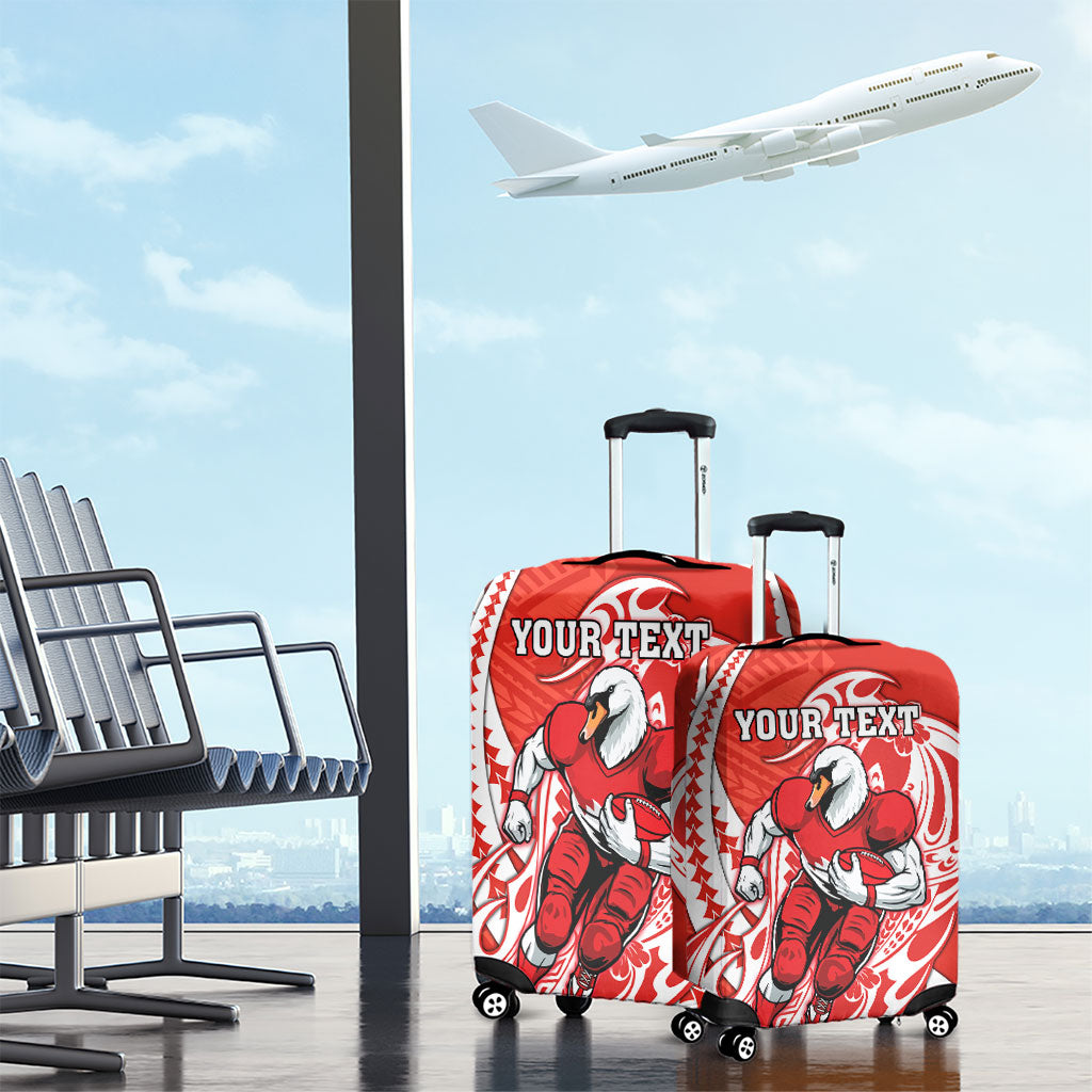 Personalized Sydney Swans Luggage Cover Polynesian Tribal Swan Mascot With Hibiscus Floral Art
