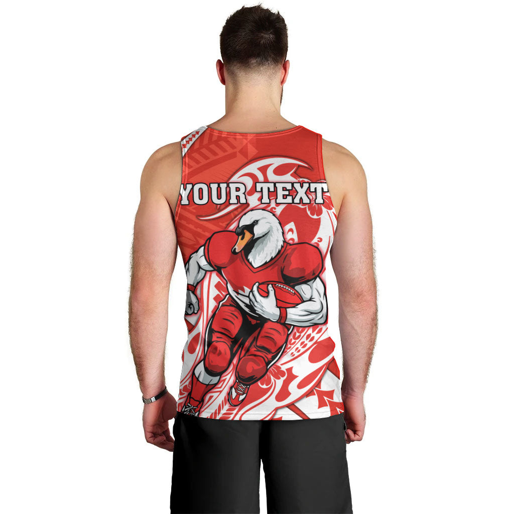 Personalized Sydney Swans Men Tank Top Polynesian Tribal Swan Mascot With Hibiscus Floral Art