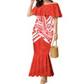 Personalized Sydney Swans Mermaid Dress Polynesian Tribal Swan Mascot With Hibiscus Floral Art