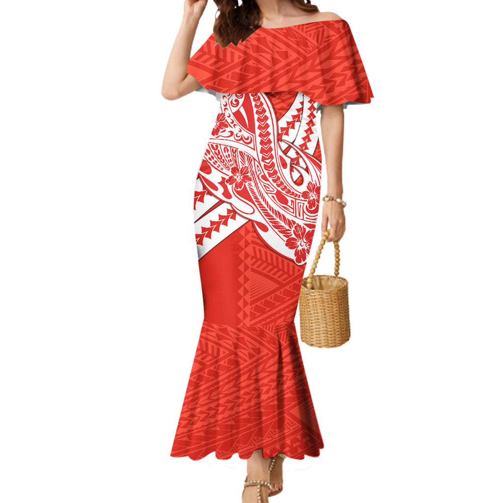 Personalized Sydney Swans Mermaid Dress Polynesian Tribal Swan Mascot With Hibiscus Floral Art