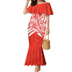 Personalized Sydney Swans Mermaid Dress Polynesian Tribal Swan Mascot With Hibiscus Floral Art