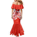 Personalized Sydney Swans Mermaid Dress Polynesian Tribal Swan Mascot With Hibiscus Floral Art