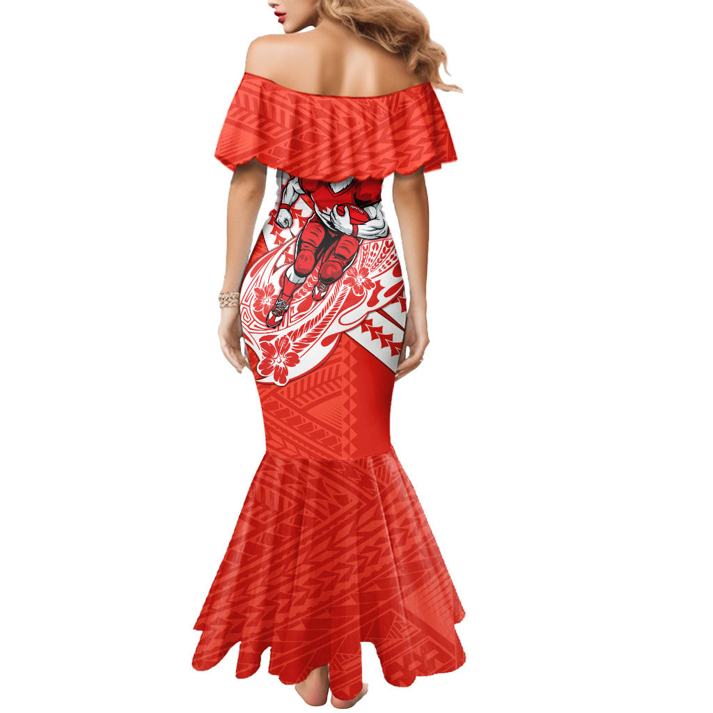 Personalized Sydney Swans Mermaid Dress Polynesian Tribal Swan Mascot With Hibiscus Floral Art