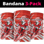 Personalized Sydney Swans Neck Gaiter Polynesian Tribal Swan Mascot With Hibiscus Floral Art