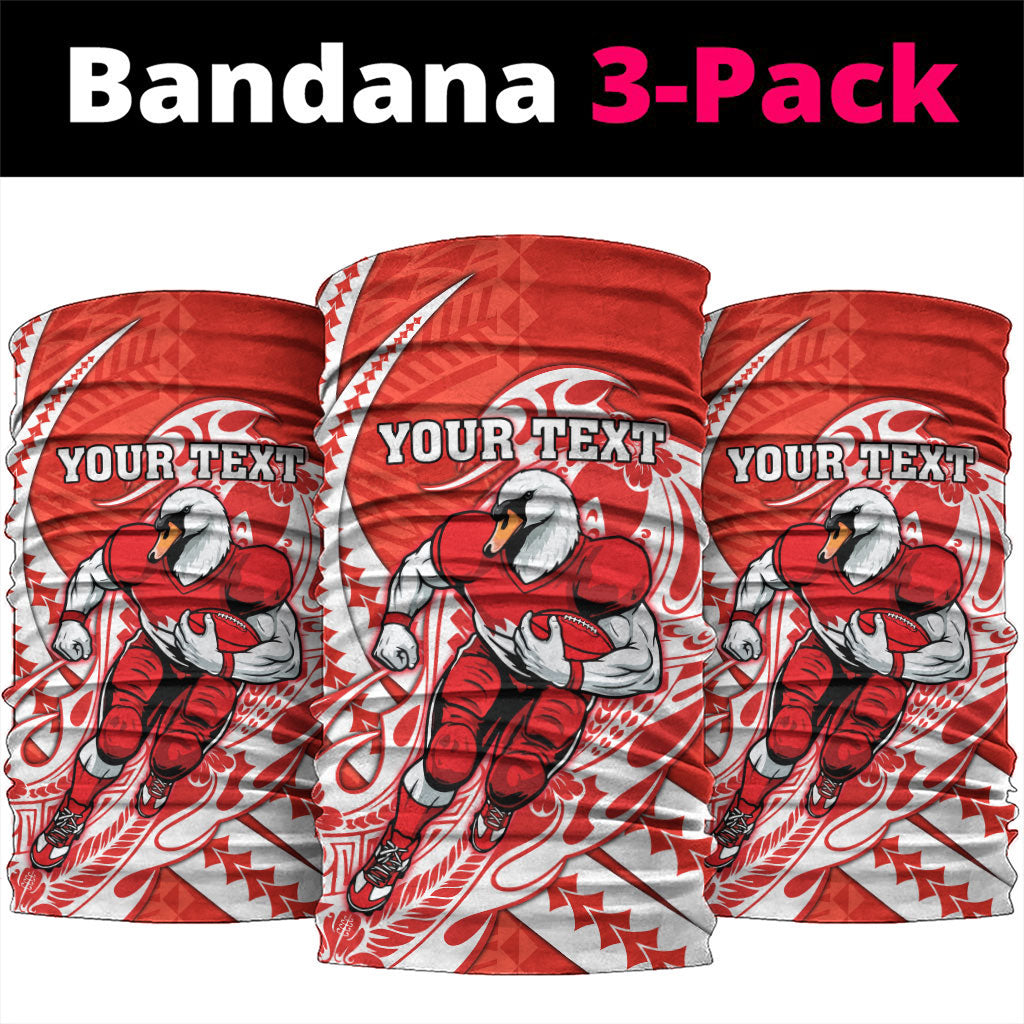 Personalized Sydney Swans Neck Gaiter Polynesian Tribal Swan Mascot With Hibiscus Floral Art