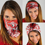 Personalized Sydney Swans Neck Gaiter Polynesian Tribal Swan Mascot With Hibiscus Floral Art